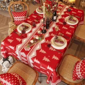 Mantel Antimanchas Hojas Navideñas