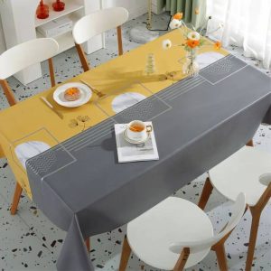 Mantel Antimanchas Mostaza y Gris