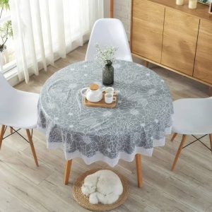 Mantel de Hule Encaje Floral Gris Mantel de Hule Encaje Floral Gris