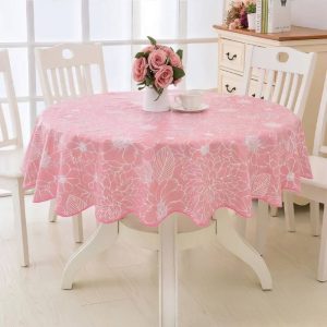 Mantel de Hule Encaje Floral Rosa