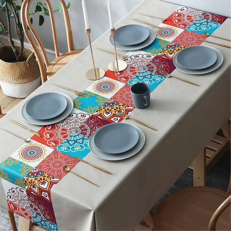 Mantel de Hule Patchwork Mediterráneo Mantel de Hule Patchwork Mediterráneo