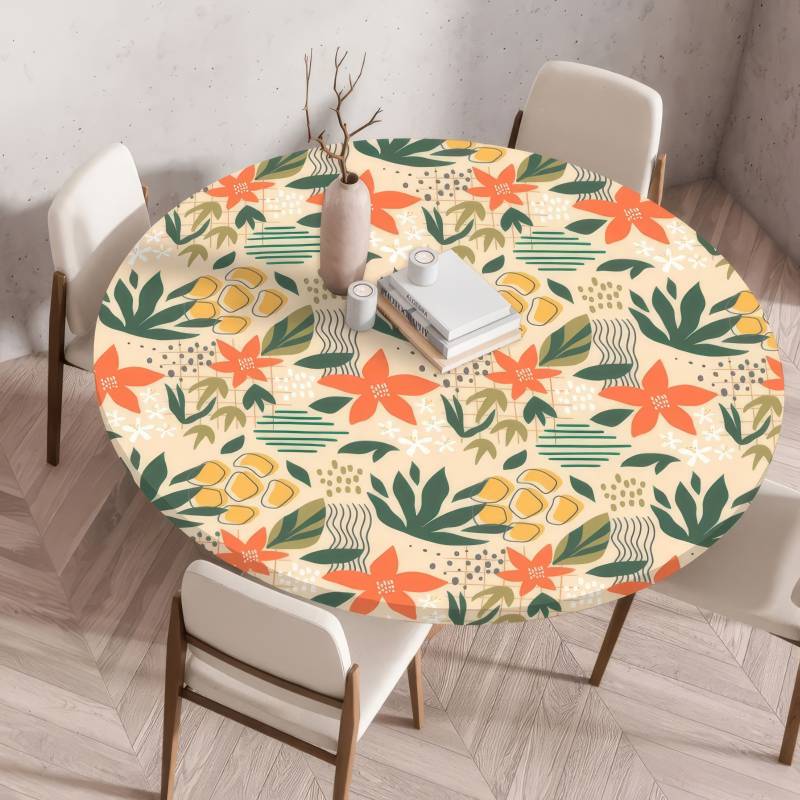 Mantel Elástico Flores Tropicales Mantel Elástico Flores Tropicales