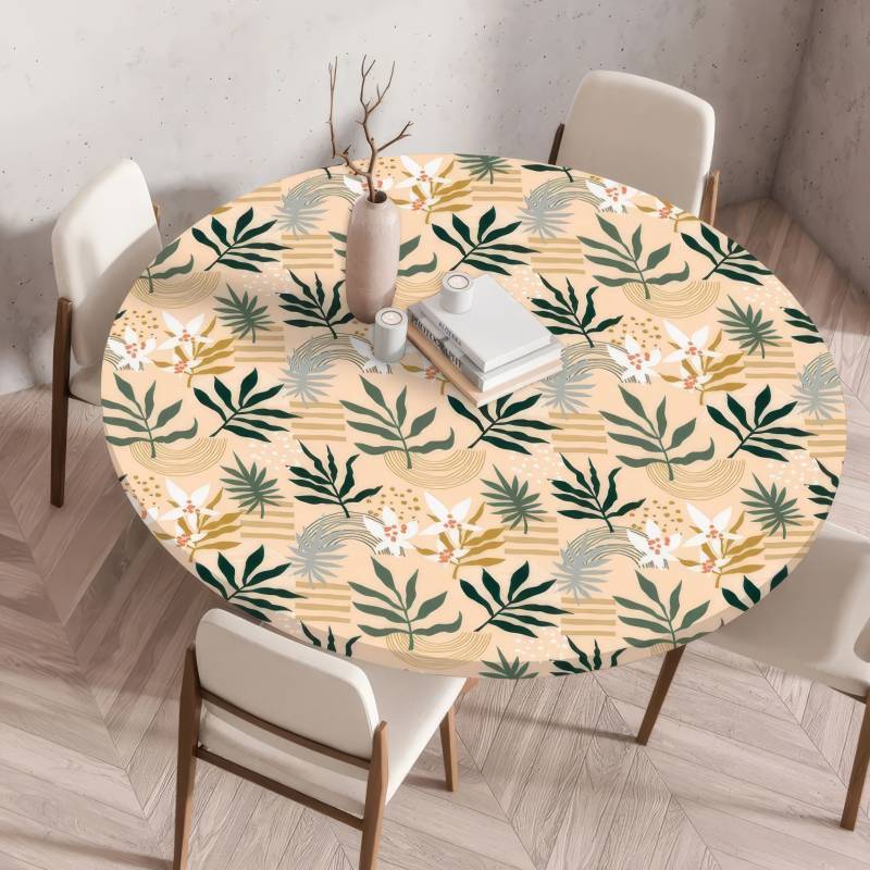 Mantel Elástico Hojas Tropicales Mantel Elástico Hojas Tropicales