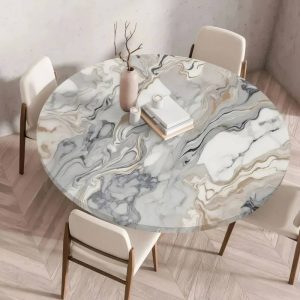 Mantel Elástico Mármol Gris Perla Mantel Elástico Mármol Gris Perla