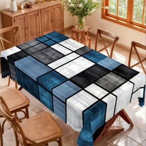 Mantel Antimanchas Cuadros Azul Moderno Mantel Antimanchas Cuadros Azul Moderno