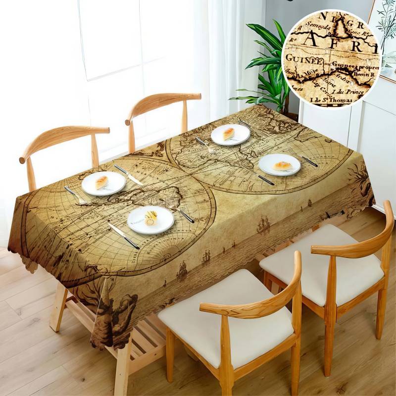 Mantel Antimanchas Mapa del Mundo Vintage Mantel Antimanchas Mapa del Mundo Vintage - Imagen 2